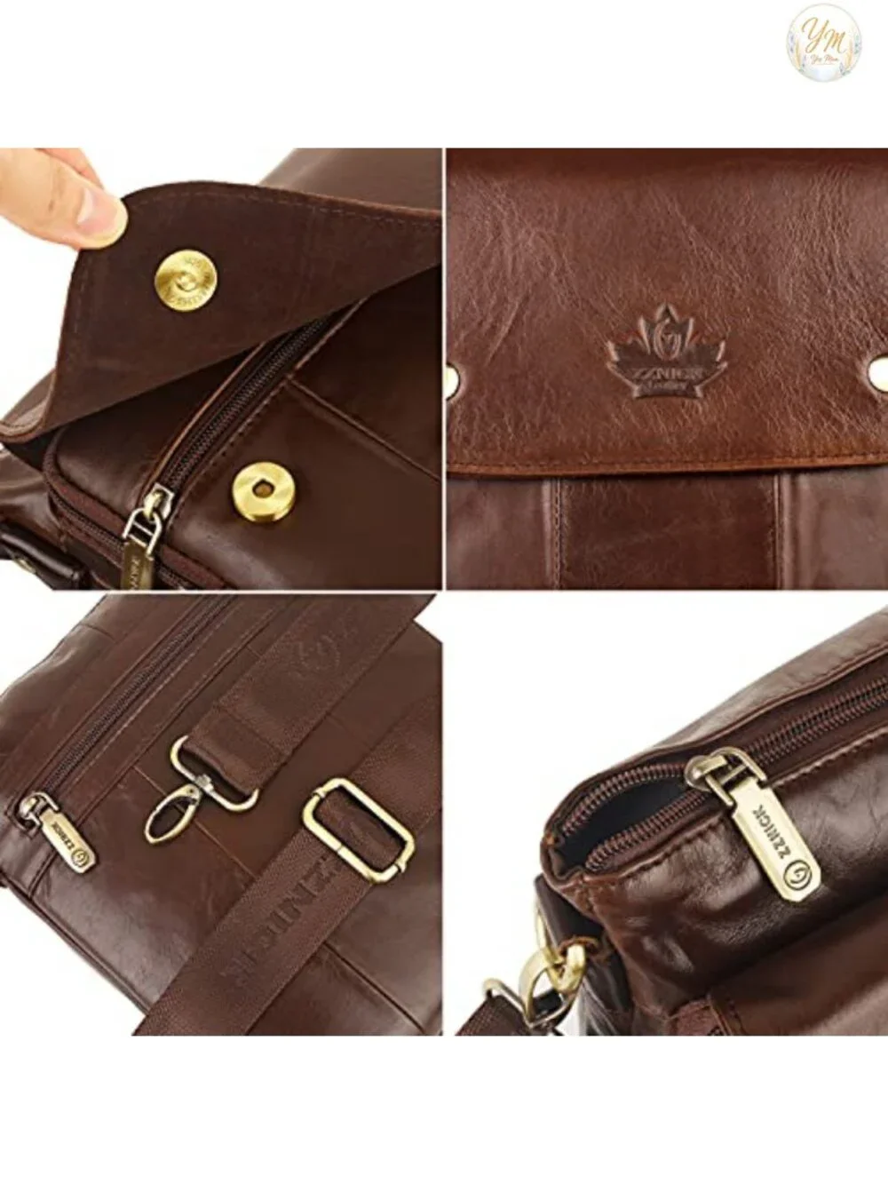 Genuine Leather Messenger Bag Sling Crossbody Shoulder Bag Travel Work
